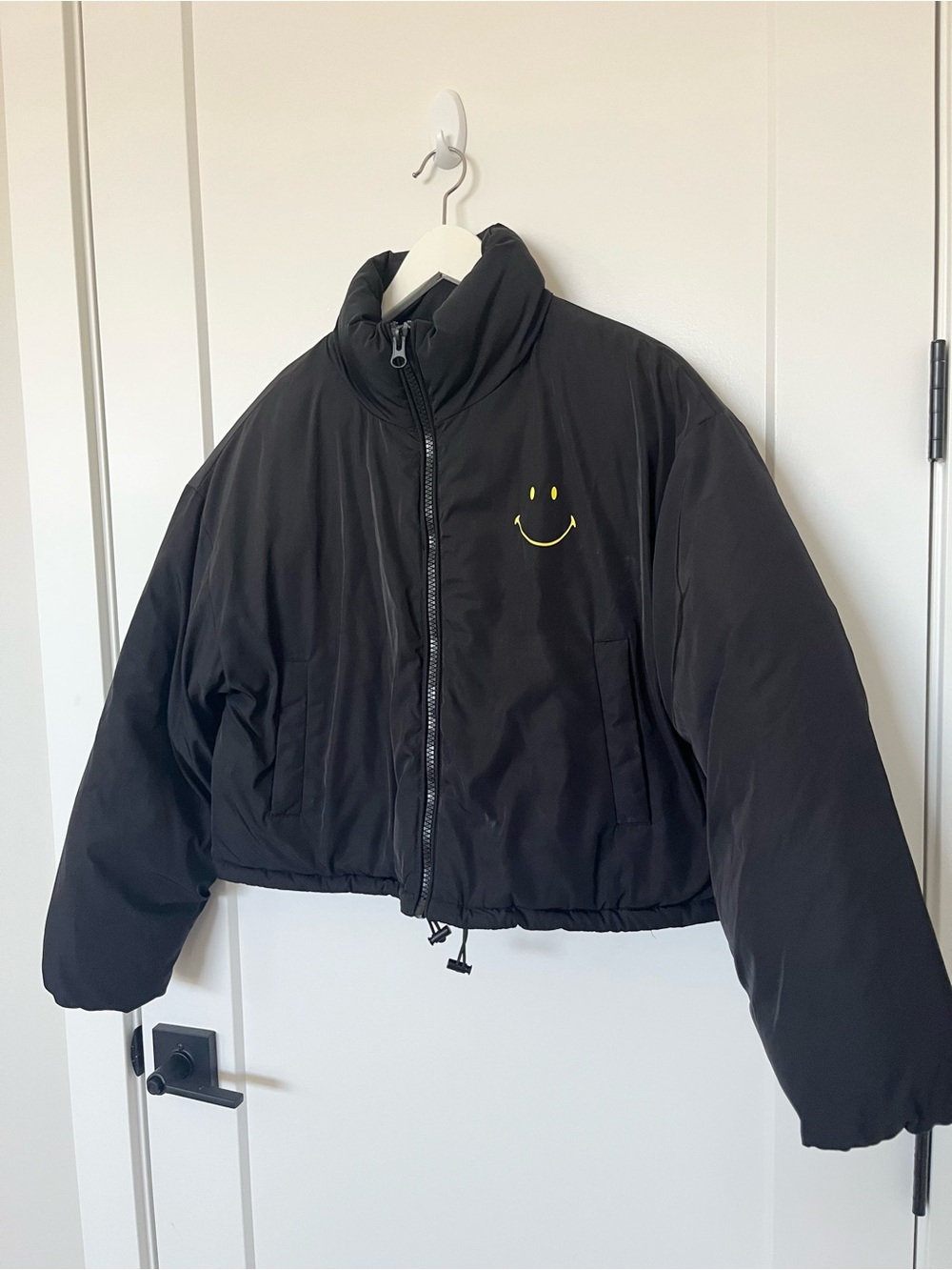 Smiley x H&M Short Puffer Jacket Coat Black Women’s Size S - Picture 4 of 7
